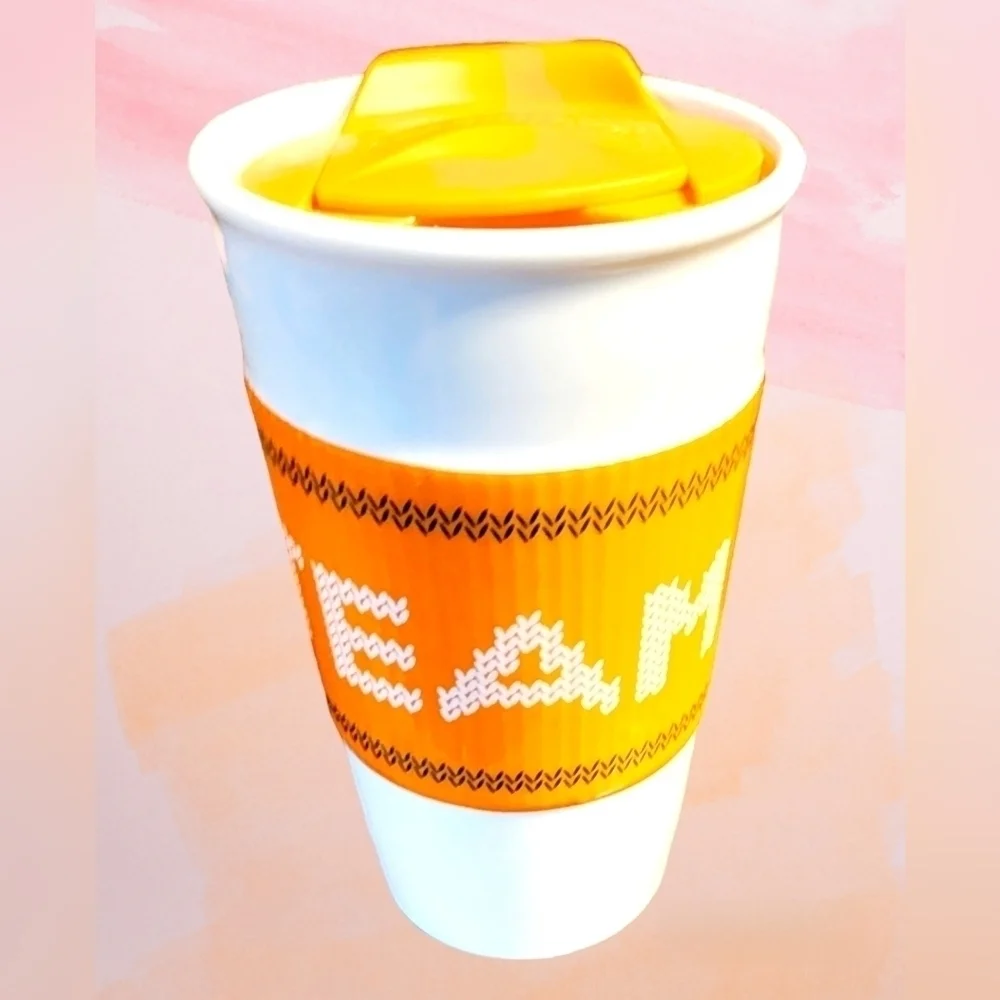 Starbucks 2016 TEAM PSL Ceramic Travel Tumbler Mug Pumpkin Spice Latte